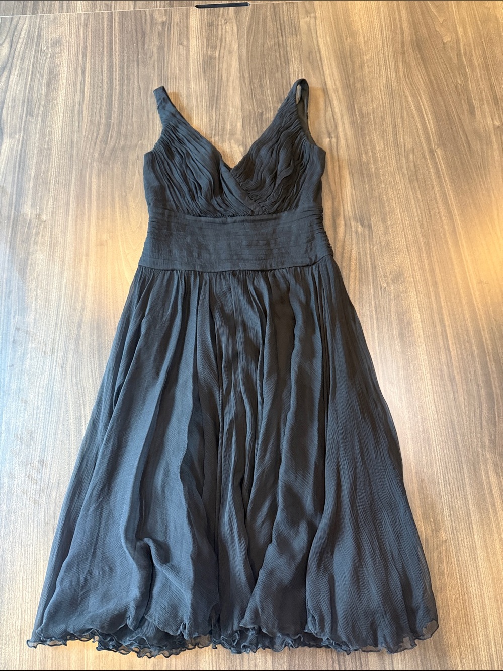 Tadashi Collection Black 100% Silk Chiffon Cocktail Dress Size 6